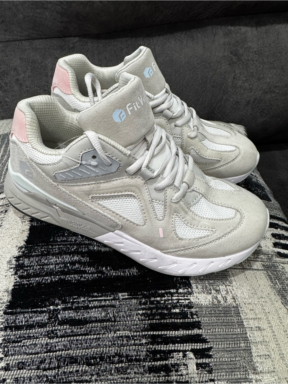 FitFly Women’s Light Gray and Pink Athletic Sneakers
